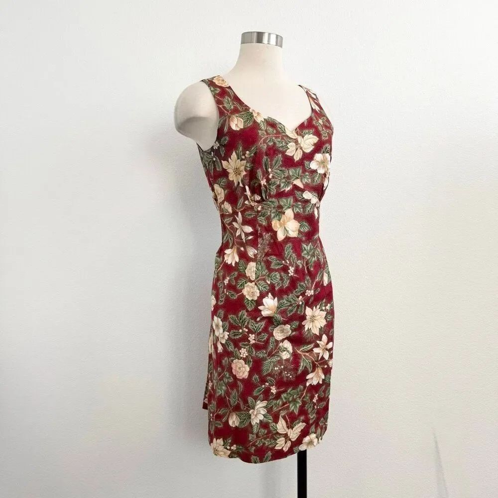 Vintage Hilo Hattie Hawaiian Hawaii Dress Hibiscus Floral Mini Large Pencil